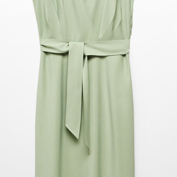 New Mango Belt Midi Sleeveless Wrap Dress in Mint Green Sz 2 NWT - Picture 11 of 11